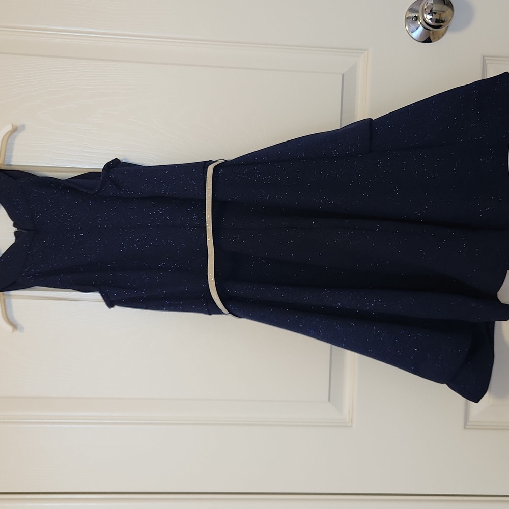 Knitworks Girls Navy Dress with Faux Fur Shrug & Accessories Size 12 - Picture 7 of 7